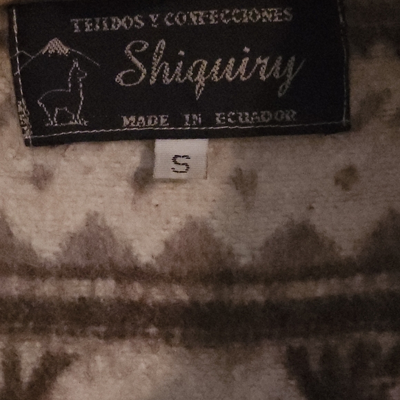 Patterned Alpaca Wool Unique Brown and Cream Jacket XSmall - Picture 2 of 7